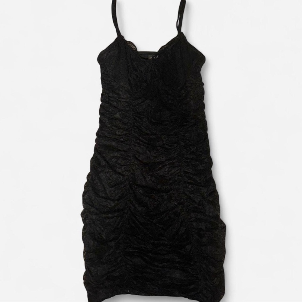 Elegant Black Ruched Dress